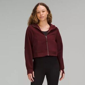 Lululemon Scuba Oversized Full Zip Hoodie Jacket Crop Red Merlot XS/S